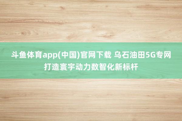 斗鱼体育app(中国)官网下载 乌石油田5G专网打造寰宇动力数智化新标杆