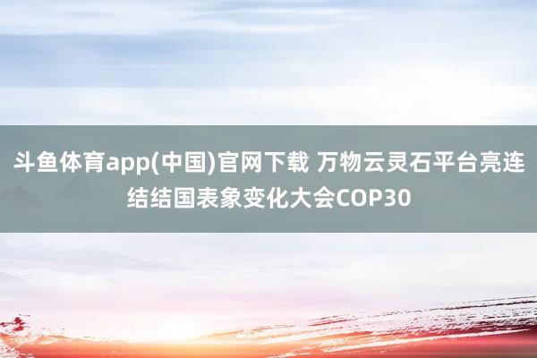 斗鱼体育app(中国)官网下载 万物云灵石平台亮连结结国表象变化大会COP30