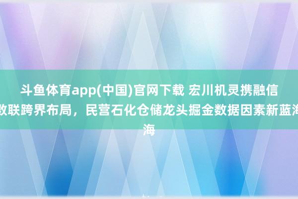 斗鱼体育app(中国)官网下载 宏川机灵携融信数联跨界布局，民营石化仓储龙头掘金数据因素新蓝海