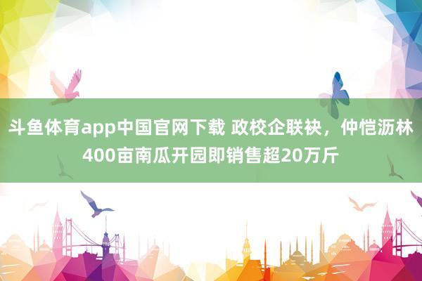 斗鱼体育app中国官网下载 政校企联袂，仲恺沥林400亩南瓜开园即销售超20万斤