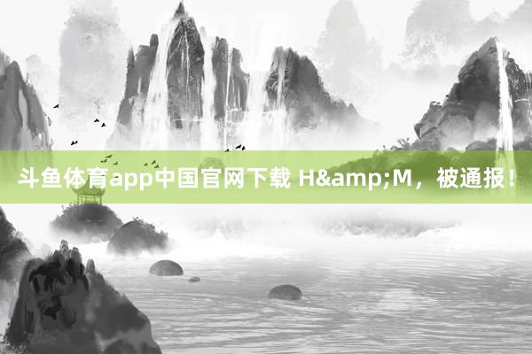斗鱼体育app中国官网下载 H&M，被通报！