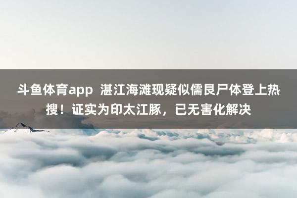斗鱼体育app  湛江海滩现疑似儒艮尸体登上热搜！证实为印太江豚，已无害化解决