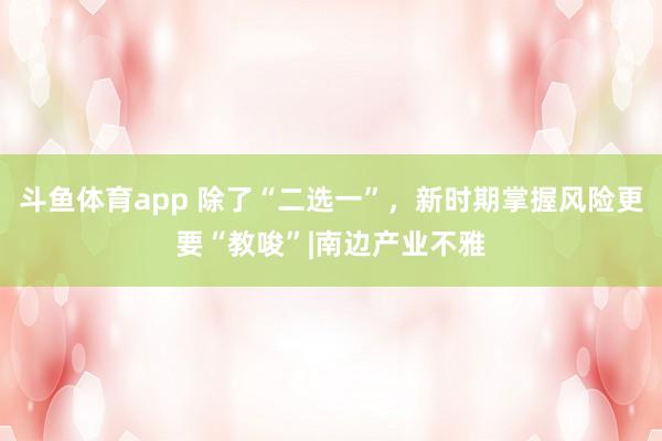 斗鱼体育app 除了“二选一”，新时期掌握风险更要“教唆”|南边产业不雅
