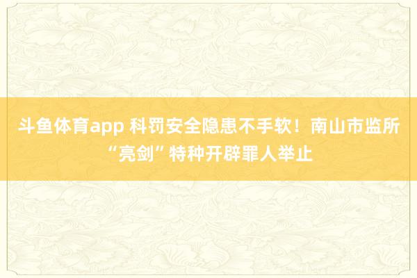 斗鱼体育app 科罚安全隐患不手软！南山市监所“亮剑”特种开辟罪人举止