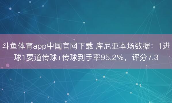斗鱼体育app中国官网下载 库尼亚本场数据：1进球1要道传球+传球到手率95.2%，评分7.3