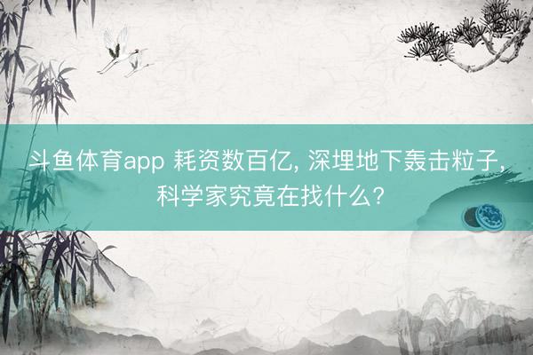 斗鱼体育app 耗资数百亿， 深埋地下轰击粒子， 科学家究竟在找什么?