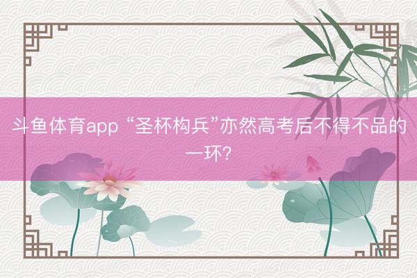 斗鱼体育app “圣杯构兵”亦然高考后不得不品的一环？